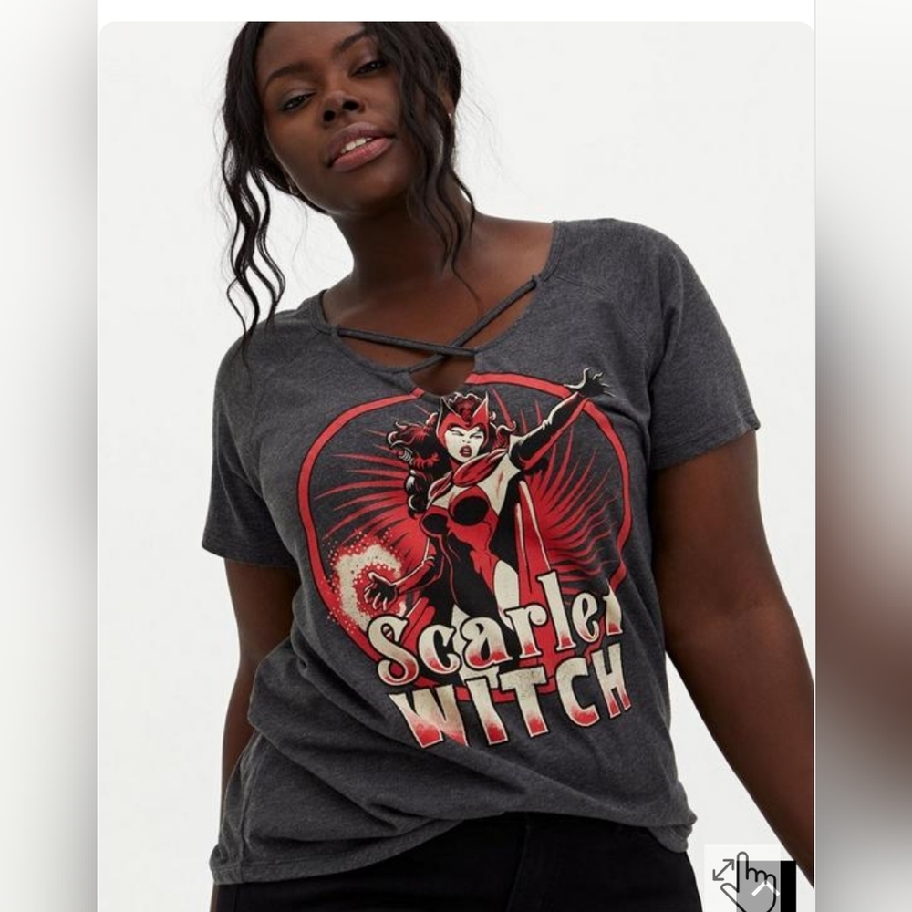Marvel Scarlet Witch Charcoal Grey Jersey Crisscross Top